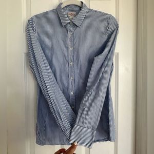 Woman’s Blue and White Stripe Button Down